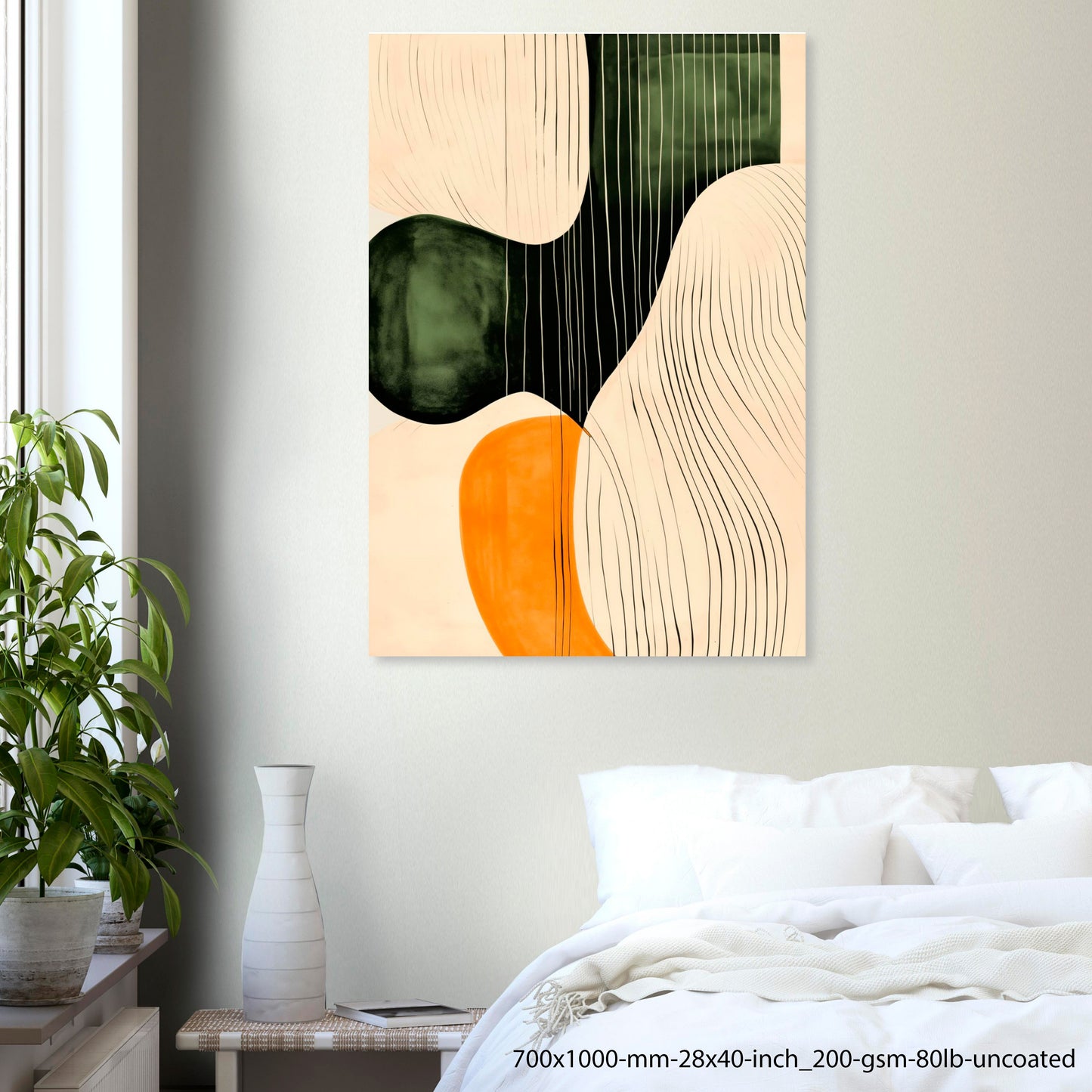 Organic Balance — Organic Abstract Poster Green Black Line Art