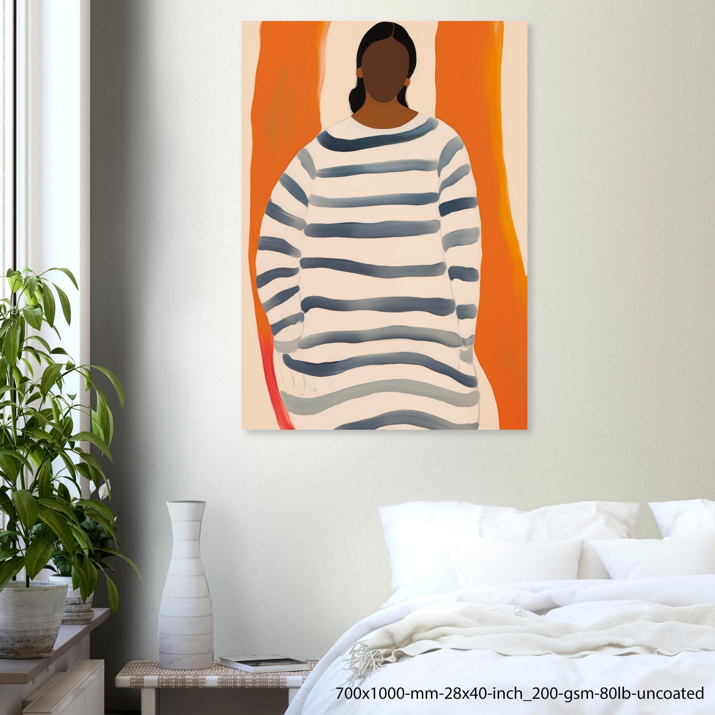 Modern Muse | Soft Stripes — Minimal Figure Poster