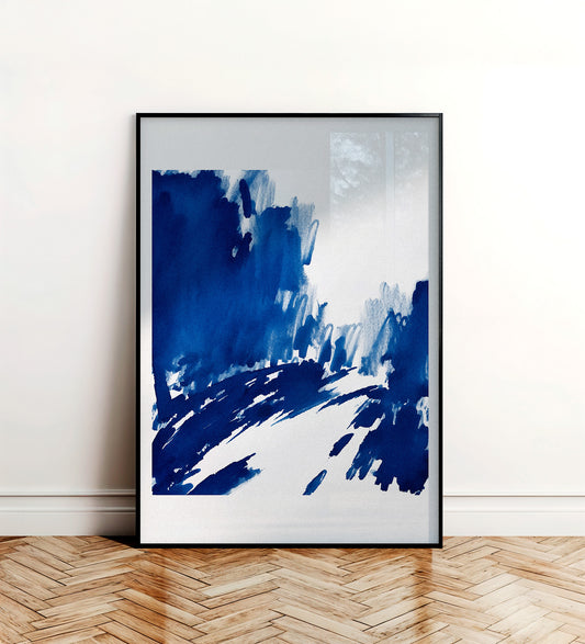 Blue Gesture II – Arte abstracto azul suave y orgánico