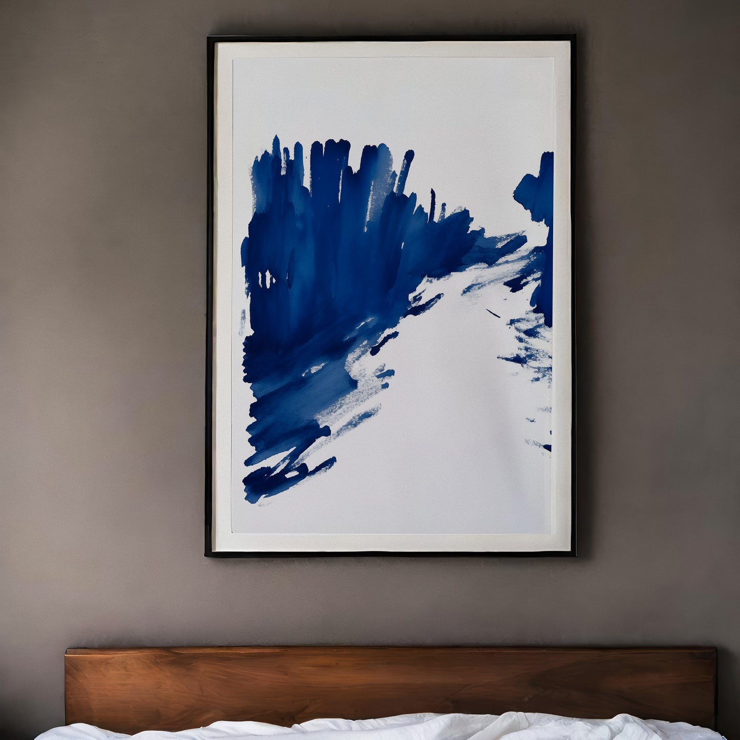 Blue Gesture I - Arte abstracto en azul con pincelada expresiva