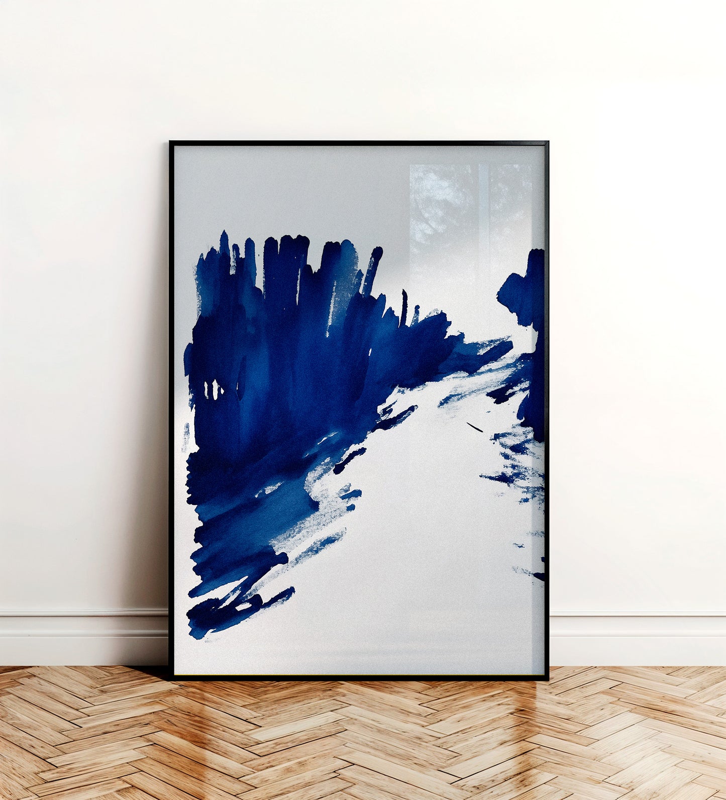 Blue Gesture I - Arte abstracto en azul con pincelada expresiva