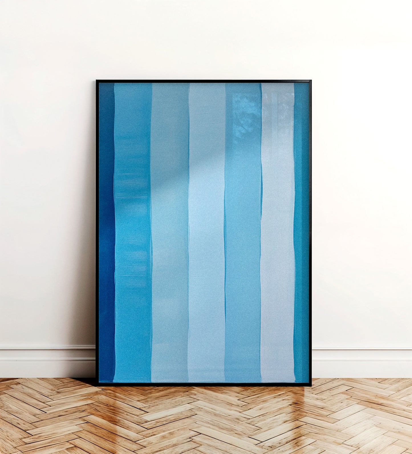 Blue Stripes – Poster abstracto de rayas verticales en azul