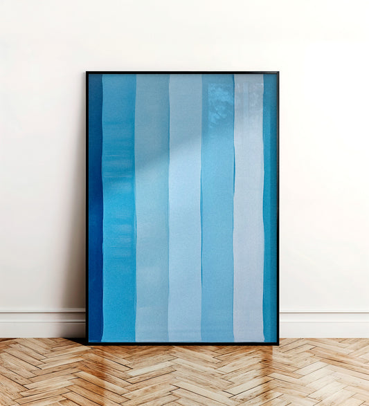 Blue Stripes – Poster abstracto de rayas verticales en azul