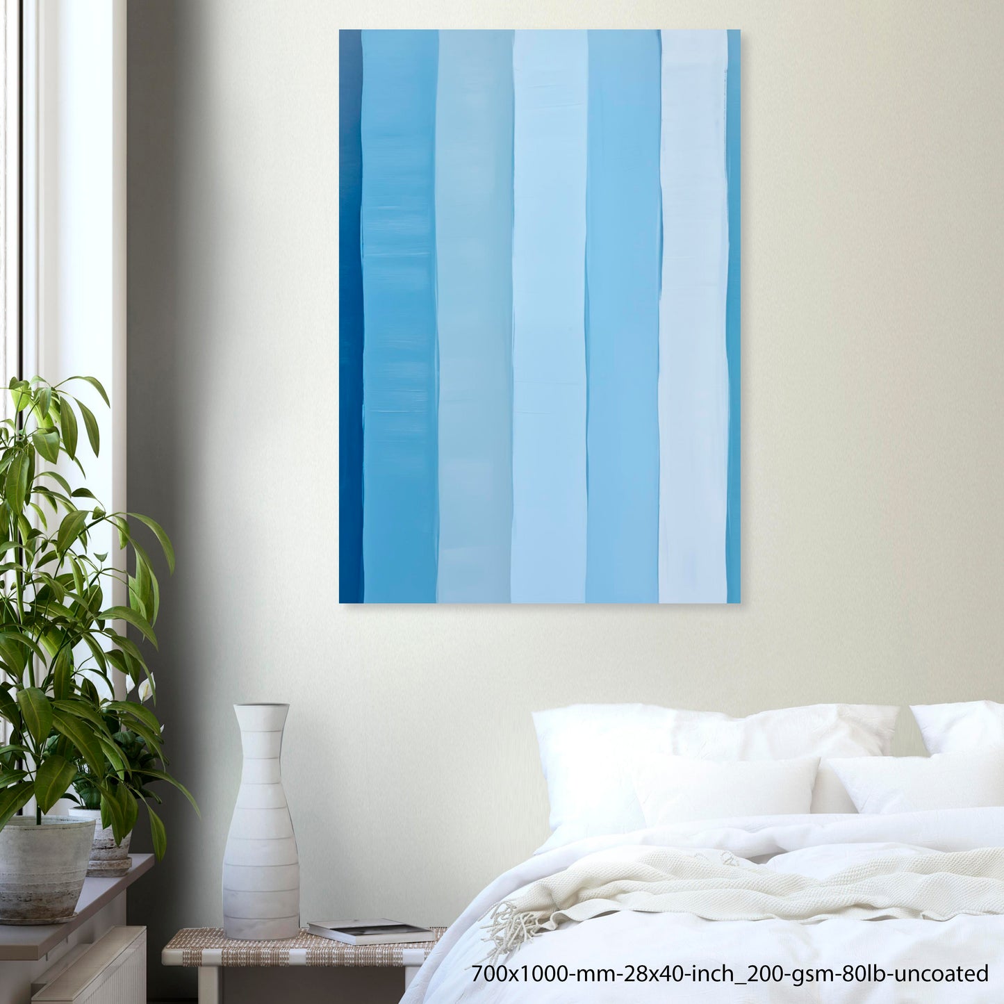 Blue Stripes – Poster abstracto de rayas verticales en azul