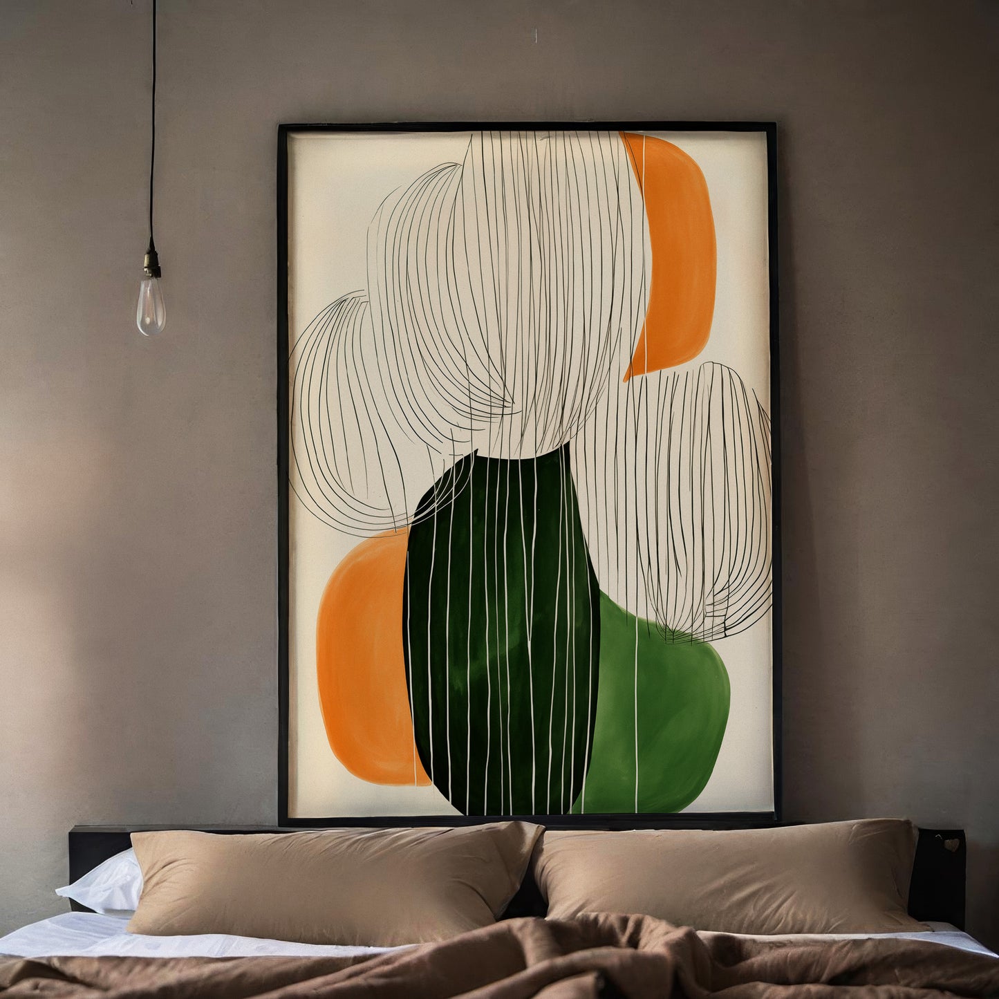 Green Flow — Modern Organic Abstract Poster Green Terracotta Shapes