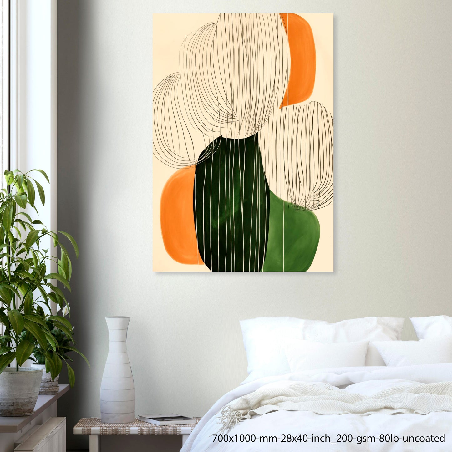 Green Flow — Modern Organic Abstract Poster Green Terracotta Shapes