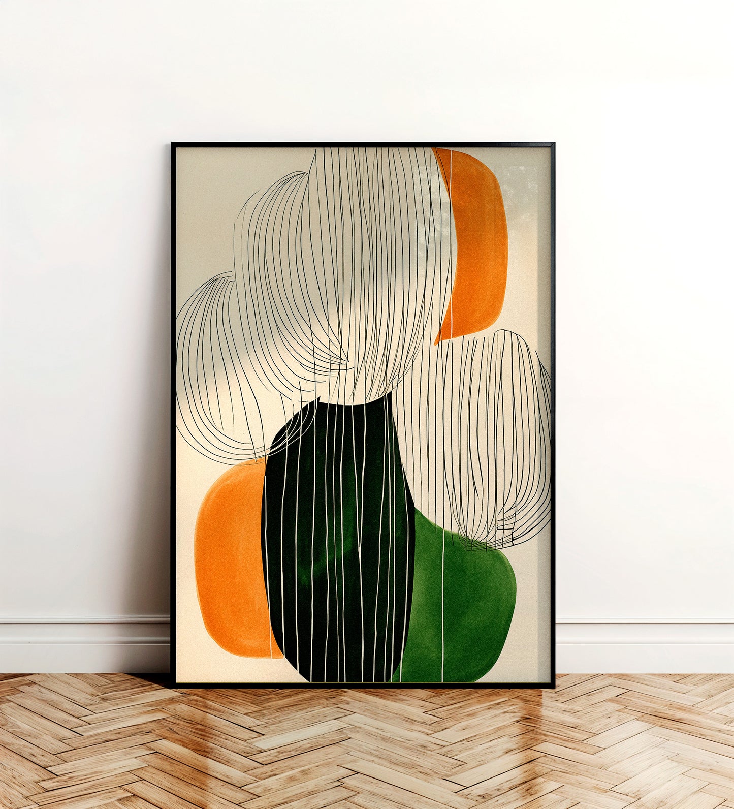 Green Flow — Modern Organic Abstract Poster Green Terracotta Shapes