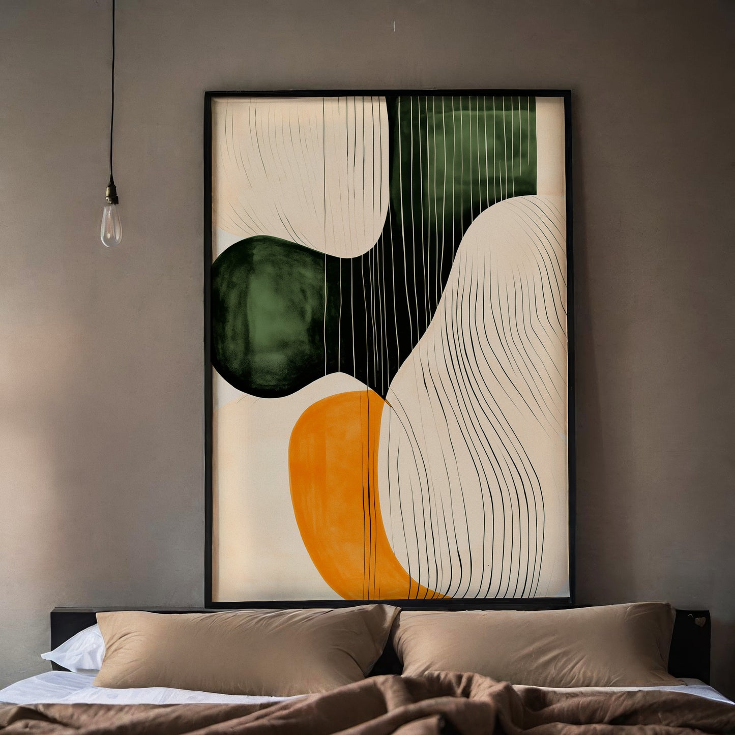 Organic Balance — Organic Abstract Poster Green Black Line Art