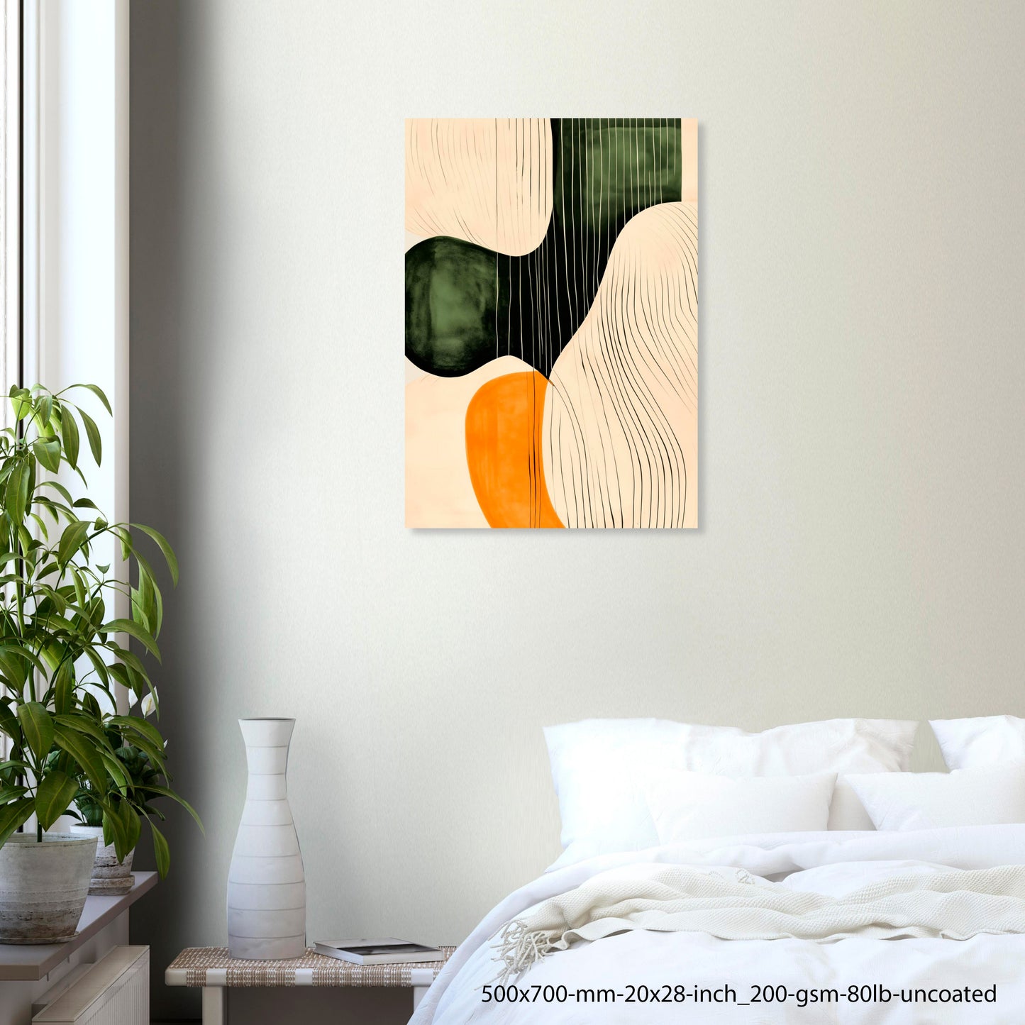Organic Balance — Organic Abstract Poster Green Black Line Art