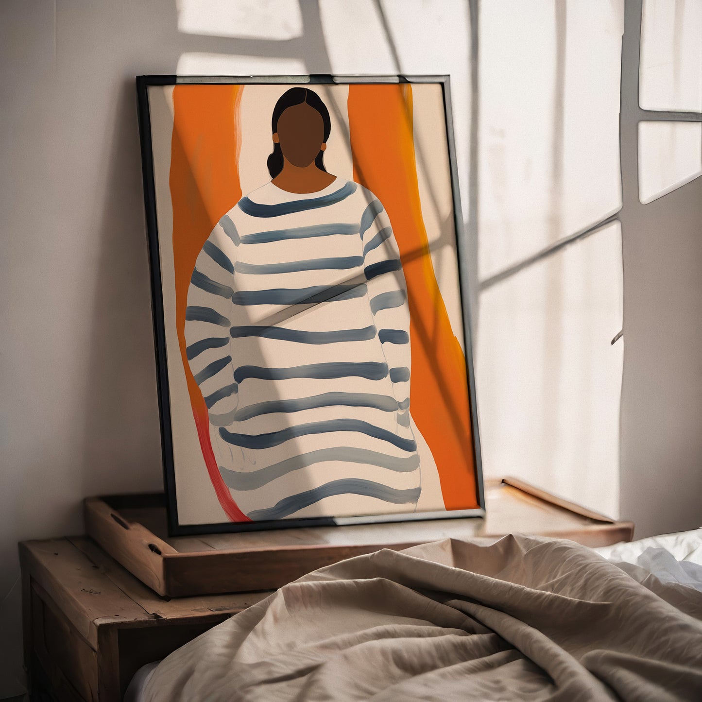 Soft Stripes — Minimal Editorial Figure Wall Art