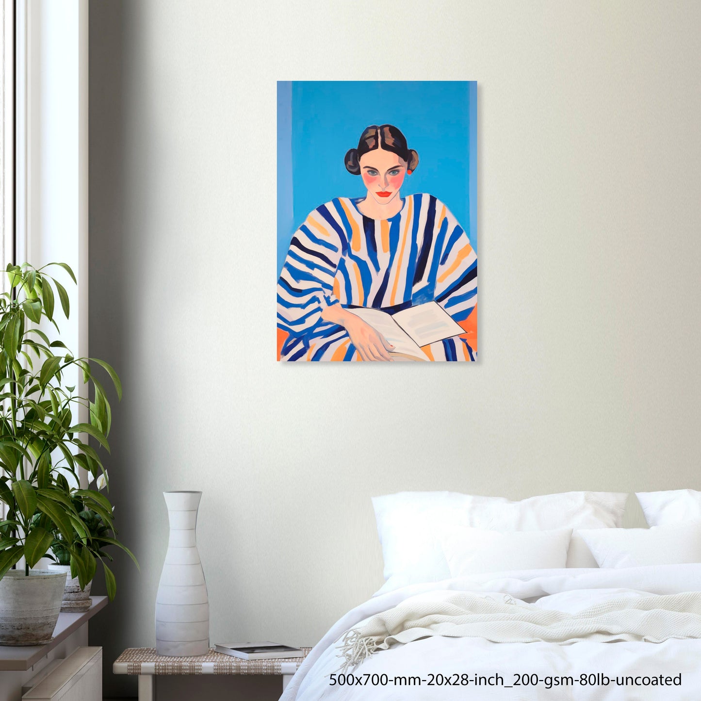 Reading Lines — Editorial Blue Portrait Wall Art