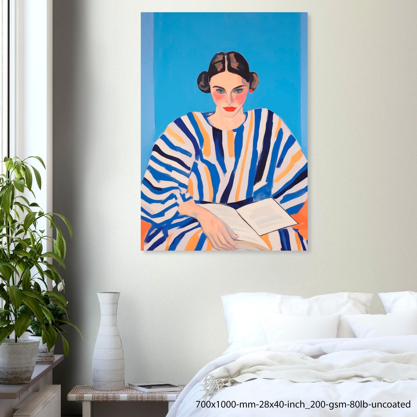 Reading Lines — Editorial Blue Portrait Wall Art