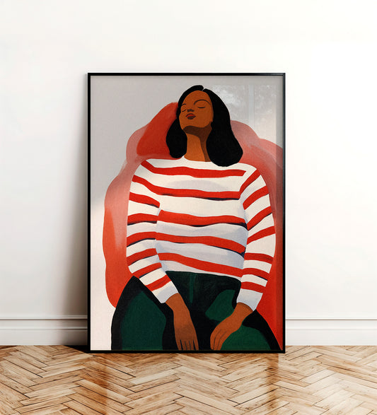 Red Stripes — Modern Relaxed Portrait Wall Art