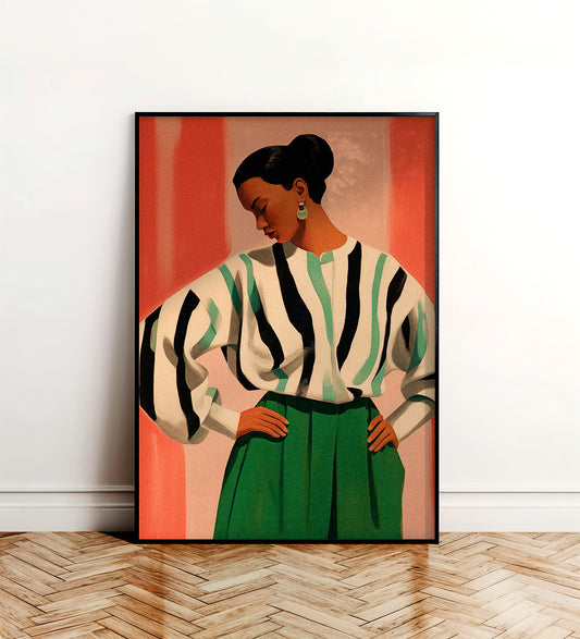 Editorial Stripes — Modern Fashion Portrait Wall Art